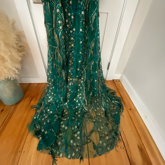 Emerald Tulle and Sequin Boho-Style Gown - Perfect for Maternity Photo Shoot - Picture 9 of 9